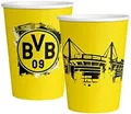 Produktbild: Amscan 9908526-66 - Becher BVB, 8 Stück, Füllvolumen 250 ml, Papier, Borussia Dortmund, Pappbecher, Einweggeschirr, Fußball, Party, Fan, Geburtstag