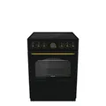 Produktbild: Gorenje Classico GECS 6 B70CLB Elektrostandherd mit Glaskeramik-Kochfeld/Retro Design / 60cm / 71 Liter/Gentle Close/Schnellaufheizung/AirFry/ExtraSteam/Pizzamodus/AquaClean/schwarz