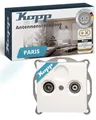 Produktbild: Kopp PARIS 2-fach Antennensteckdose - Arktis-Weiß - Hochwertige IP20 TV-Kabel-Steckdose - Stilvolle TV/RF Antennendose aus glänzendem Kunststoff - SAT-Dose für alle gängigen Antennensteckdosen