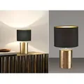 Produktbild: Fischer&honsel - Tischleuchte Bronz Mit Keramikfuß & Stoffschirm Schwarz Innen Gold, Höhe 35cm