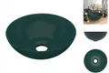 Produktbild: Waschbecken Badezimmer Aufsatzwaschbecken Keramik Dunkelgrün Rund