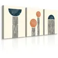 Produktbild: Muralo Leinwandbilder, Blau, Grün, Schwarz, Beige, Braun, Orange, Türkis, Textil, Abstrakt, Kunstzeichnung, Rechteckig, 90x40 cm, Bilder und Zubehör, Wandbilder, Bilderset