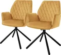 Produktbild: ML-Design 2x Esszimmerstuhl mit Arm-& Rückenlehne, Senf, aus Samt, drehbar