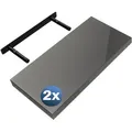 Produktbild: Casaria 2x Wandregal Hochglanz Grau mit Halterung 50cm Schwebend