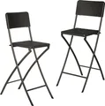 Produktbild: Relaxdays Barhocker klappbar, 2er Set, Rattan-Optik, Rückenlehne, HBT: 115 x 44 x 63 cm, Barstuhl, PE & Metall, schwarz