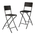 Produktbild: Relaxdays Barstuhl klappbar BASTIAN 2er Set, Rattan Optik, Rückenlehne, Barhocker faltbar, 78 cm hoch, Tresenhocker Klappstuhl, schwarz, 10020761_46