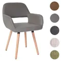 Produktbild: Esszimmerstuhl HWC-A50 II, Stuhl Küchenstuhl, Retro 50er Jahre Design ~ Kunstleder, taupe-grau, helle Beine