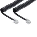 Produktbild: InLine® Spiralkabel, RJ10 Stecker / Stecker, schwarz, max. 4m