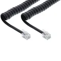 Produktbild: InLine® Spiralkabel, RJ10 Stecker / Stecker, schwarz, max. 4m