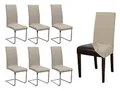 Produktbild: BEAUTEX 6er Set Jersey Stuhlhusse, elastische Stretch Husse Baumwolle Bi-Elastic, Farbe wählbar (Beige)