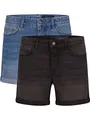 Produktbild: NOISY MAY Jeans Shorts Damen High Waist BeLucky 2er Pack Kurze Hose Bermuda Shorts Hotpants Sommer Basic Denim Stretch Blau Schwarz XL, Größe:XL, Farbe:Medium Blue & Dark Grey (27028348)