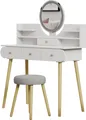 Produktbild: Schminktisch Vicco Edda Weiß 100 cm mit LED-Spiegel und Hocker, Model 41313
