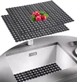 Produktbild: 2er-Set Schutzmatte für Küche und Bad, PVC Spülbeckenmatte Zuschneidbare Abtropfmatte, Kann Angepasst Spülbeckenmatte Weich, Edelstahl Spülbecken Schutzmatte, Gegen Kratzer im Spülbecken, 30 * 40 cm