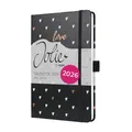 Produktbild: SIGEL J6335 Wochenkalender 2026 ca. A5, schwarz, Hardcover, Gummiband, Stiftschlaufe, Einstecktasche, 174 Seiten, vegan, Buchkalender, Terminplaner Taschenkalender Jolie