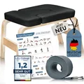 Produktbild: VALENESS® Yoga Kopfstandhocker - Hochwertiger Yoga Hocker inkl. Yogagurt, Yogablock & Übungsposter - Yoga Stuhl zur Handstand-Übung aus Naturholz