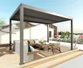 Produktbild: Pergola HWC-L46, Gartenpavillon Lamellen-Pavillon, 10cm-Aluminium-Gestell, Regenrinne sturmfest, 3x3m anthrazit