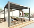 Produktbild: Pergola HWC-L46, Gartenpavillon Lamellen-Pavillon, 10cm-Aluminium-Gestell, Regenrinne sturmfest, 3x3m - anthrazit