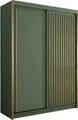 Produktbild: BETTSO Schwebetürenschrank TIARA 150 Grün – Kleiderschrank mit goldenen Lamellen & viel Stauraum