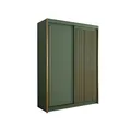 Produktbild: BETTSO - Kleiderschrank Schiebetüren - Schrank Grün - 150cm breit, 213 cm hoch, 62 cm tief - Garderobenschrank mit Kleiderstange und Einlegeböden - Dekorative Gold Leisten