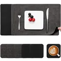 Produktbild: Myir JUN Tischsets Abwaschbar Leder und Untersetzer, Doppelseitigen Platzset 6er Set rutschfest Platzdeckchen Leder Kunstleder Tischset (Grau Schwarz, 6er Set)
