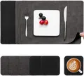 Produktbild: Myir JUN 6x Tischsets Platz-Set Leder & Untersetzer, Doppelseitig (Grau Schwarz)
