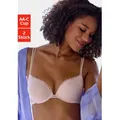 Produktbild: Push-up-BH PETITE FLEUR, Damen, Gr. 90, Cup C, beige (weiß, puder), Mesh, Obermaterial: 80% Polyamid, 20% Elasthan, BHs Push-up-BH, aus süßem Herzchen-Mesh mit edlen Spaghettiträgern, sexy Dessous