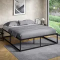Produktbild: STEELSØN Bragi Metallbett 180x200 cm – Bett aus Metall mit Lattenrost – stabiles Metall Bettgestell Schwarz – Bettrahmen geeignet als Doppelbett – Doppelbettgestell 45 cm hoch – Gästebett mit Stauraum