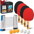 Produktbild: PRO-SPIN Tischtennisschläger Set - Mit Tischtennisnetz Für Jeden Tisch, Tischtennis bälle 3-Sterne, Tasche/Hülle | 4er-Set | Ausziehbares Mobiles Tischtennis Netz | Tolles Geschenk & Spiele