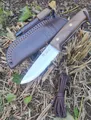 Produktbild: Joker Messer Ranger Scandi Walnuss Bushcraft Lederscheide Feuerstarter Fixed