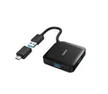 Produktbild: Hama USB-C Multiport Adapter Set 2 in1, USB-C, USB-A, USB 3.2 Gen1, schwarz USB-Adapter USB-C zu USB Typ A, 15 cm