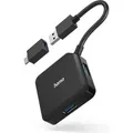 Produktbild: Hama USB-Hub 4 Ports, USB 3.2 Gen1, inkl. USB-C Adapter - Schwarz