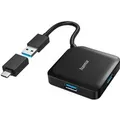 Produktbild: Hama USB-Hub 4 Ports USB 3.2 Gen1 5 Gbit/s inkl. USB-C Adapter
