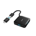 Produktbild: Hama USB-Hub, 4 Ports, USB 3.2 Gen1, 5 Gbit/s, inkl. USB-C Adapter