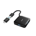 Produktbild: Hama 00200116 USB-Hub 4 Port USB-A USB 3.0 5 GBit/s mit USB-C Stecker Schwarz