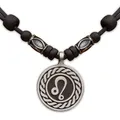 Produktbild: HANA LIMA 1 von 12 Sternzeichen Tierkreiszeichen an verstellbarer Lederkette mit Edelstahlperlen Horoskop Horoscope Halskette Surferkette E - Löwe (Leo) / 23. Juli - 23. August