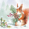 Produktbild: 20 Servietten Roger - Eichhörnchen mit Winterzweig 33x33cm