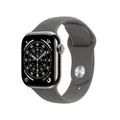Produktbild: Apple Watch Series 11 GPS + Cellular 42 mm Smartwatch mit Titangehäuse in Natur und Sportarmband in Steingrau (S/M) Schlafindex, Fitnesstracker, Gesundheitsüberwachung, Always-On Display, Wasserschutz