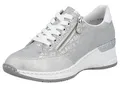 Produktbild: Sneaker RIEKER, Damen, Gr. 40, silber (silberfarben, metallic), Lederimitat, metallic, Schuhe Sneaker, mit Lettern bedruckt, Freizeitschuh, Halbschuh, Schnürschuh