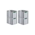 Produktbild: PROREGAL SuperSparSet 4x Eurobox NextGen Color | HxBxT 32x30x40cm | 30 Liter | Griffe grün offen | Glatter Boden | Eurobehälter, Transportbox, Transportbehälter, Stapelbehälter