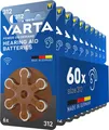 Produktbild: Hörgerätebatterien Typ 312 braun, Batterien 60 Stück Vorratspack, Power on De...