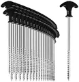 Produktbild: com-four® 48x Zelt-Heringe aus Stahl - robuste Erdnägel mit Gewinde für Camping und Outdoor - ideal für normalen und harten Boden mit T-Griff 0200x7mm