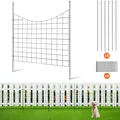 Produktbild: 5x Dekorativer Gartenzaun Metallzaun Steckzaun Kohlenstoffstahl 93x75cm