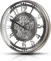 Produktbild: Wanduhr mit echtem Bewegungsgetriebe Zahnrädern Arabische Ziffern  Silber 53,5