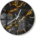 Produktbild: DEQORI Glasuhr Ø30 cm Modern 'Veredelter Naturstein' Wanduhr Glas Uhr Design leise