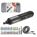 Produktbild: WORX WX240 3,6 V (4 V max) Mini-Elektroschrauber mit 3-Gang-Drehmoment, 5 Nm Leistung, 24 Schraubendreher-Bits, LED-Licht - leicht, kabellos, USB-C-Ladung, ideal für Montage- und Reparaturprojekte