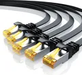 Produktbild: Primewire 5x LAN-Kabel CAT.7, RJ-45 (Ethernet), CAT 7 Flachband U/FTP Gigabit Netzwerkkabel 10 Gbit/s Patchkabel - 1m