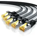Produktbild: 5x Lan-kabel Cat.7, Rj-45 (ethernet), Cat 7 Flachband U/ftp Gigabit Netzwerkkabel 10 Gbit/s Patchkabel - 1m - Primewire