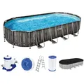 Produktbild: Power SteelTM Frame Pool Komplett Set mit Filterpumpe 732 x 366 x 122 cm , Holz-O...