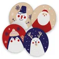 Produktbild: itenga 40x Bierdeckel rund Untersetzer Weihnachtsfiguren Winter Advent 10,7 cm