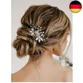 Produktbild: Vakkery Braut Hochzeit Haarkamm Silber Perle Kopfschmuck Blatt Hochzeit